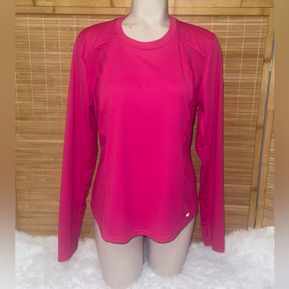 Layer8 hot pink quick dry long sleeve tee with mesh shirt top woman’s large